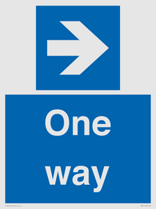 One way with right directional arrow